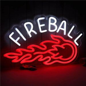 FIREBALL Whiskey Neon Sign, LED Neon Light Sign 17x10"  USB Powered Bar Sign